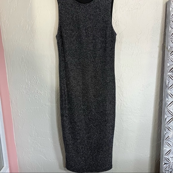 𝅺PHILOSOPHY Black & Silver Midi Cocktail Dress Size M - Picture 2 of 9